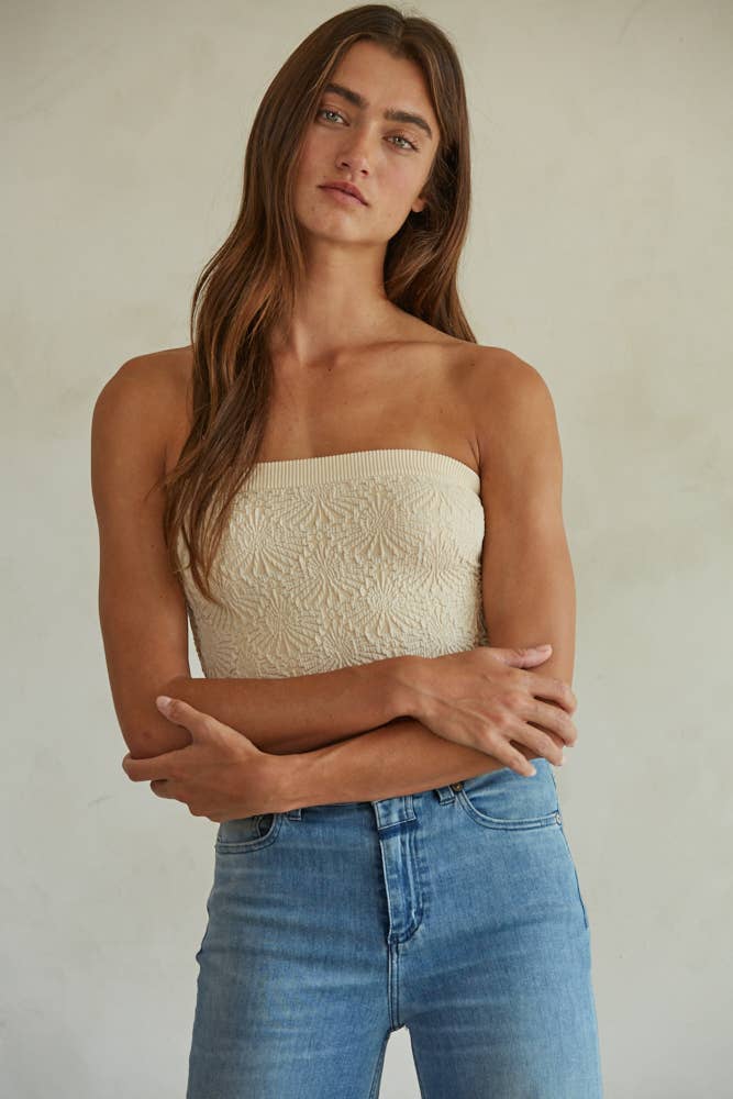 Knit Modal Nylon Spandex Seamless Jacquard Tube Top