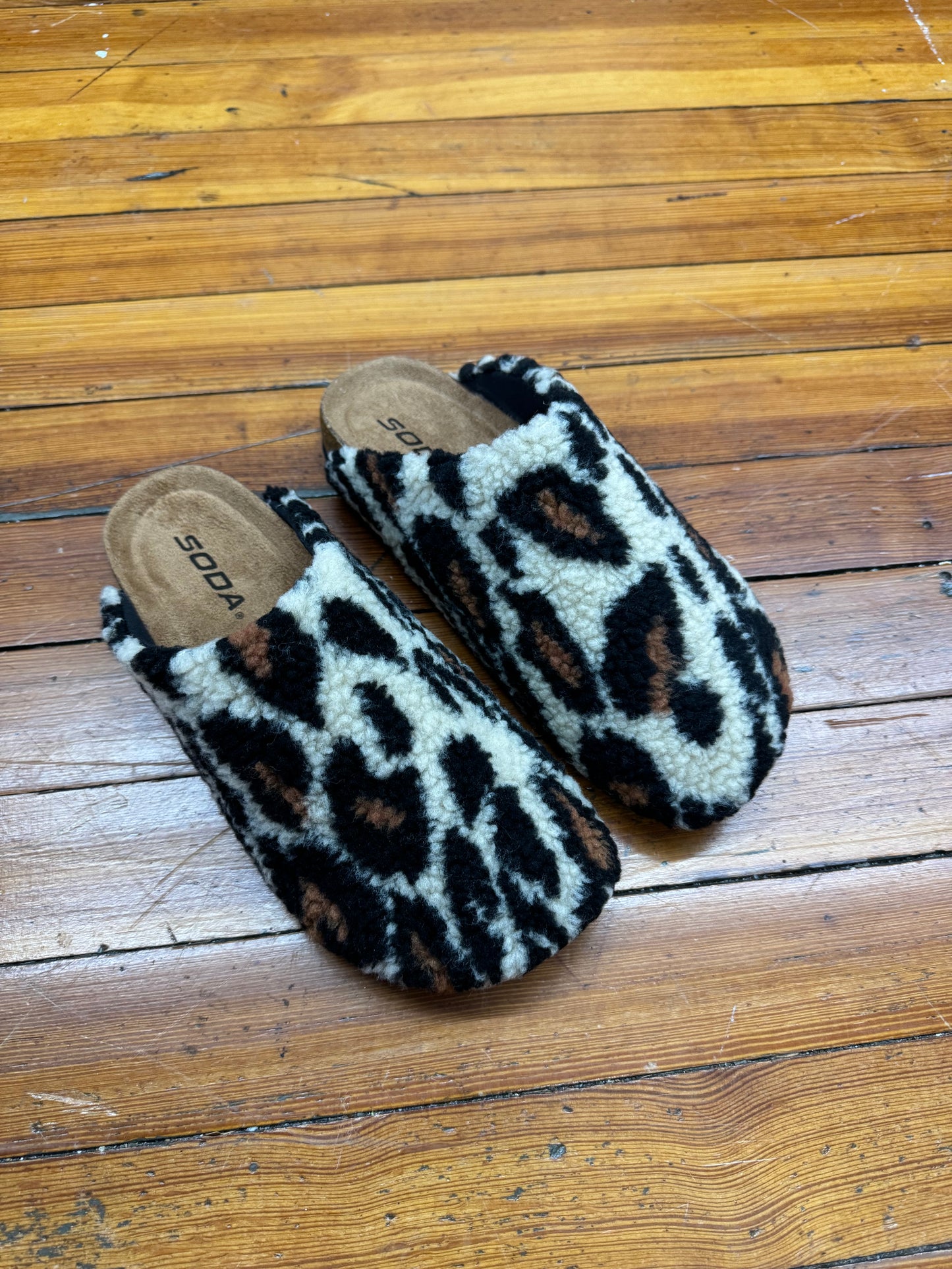 Fleece Leopard Slip On Shoes
