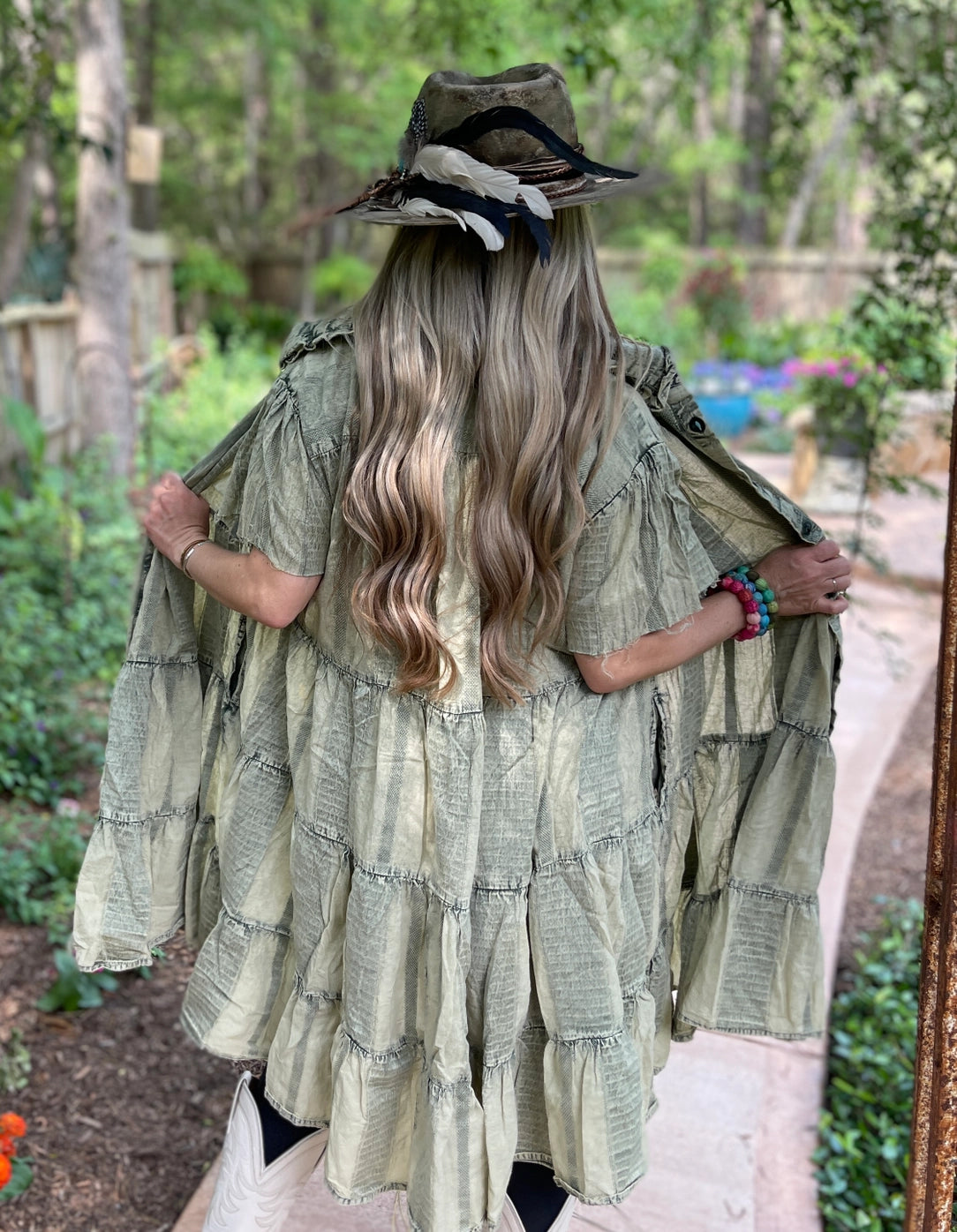 Pollyanna Distressed Olive Duster Dress