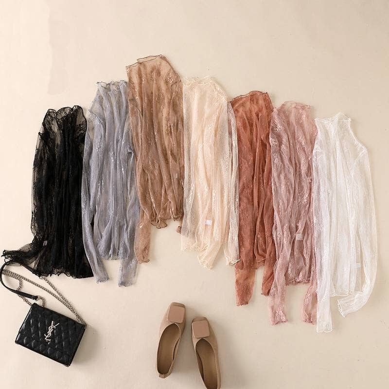 Semi Sheer Mesh Floral Lace Layering See Through Top