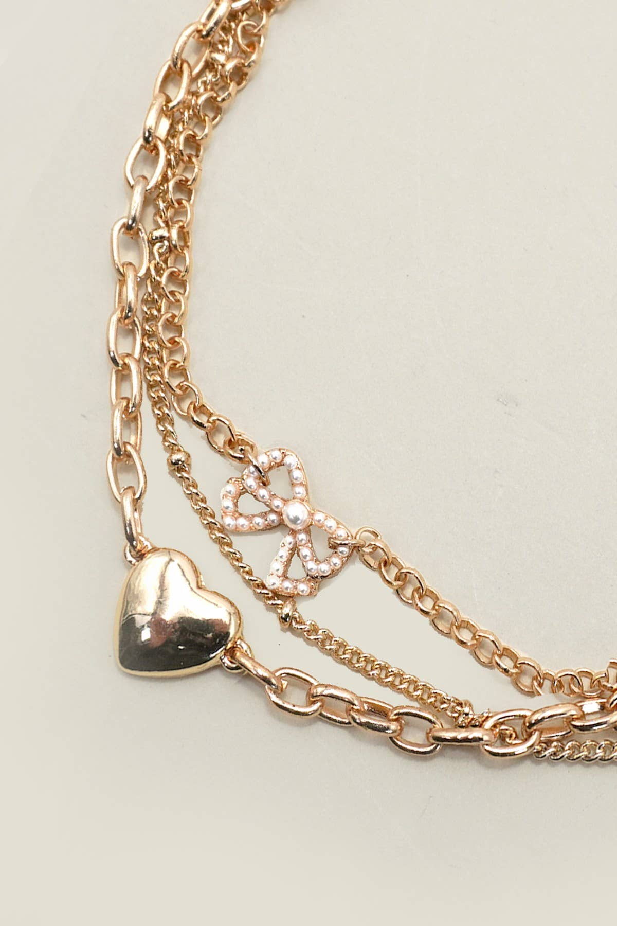Charm Bracelet Multi Layer Heart Bow Charms