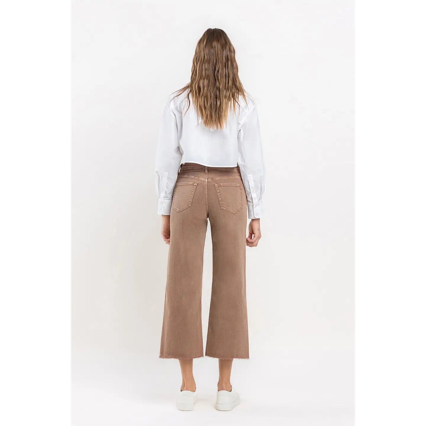 High Rise Crop Wide Leg Jeans - Chocolate Malt