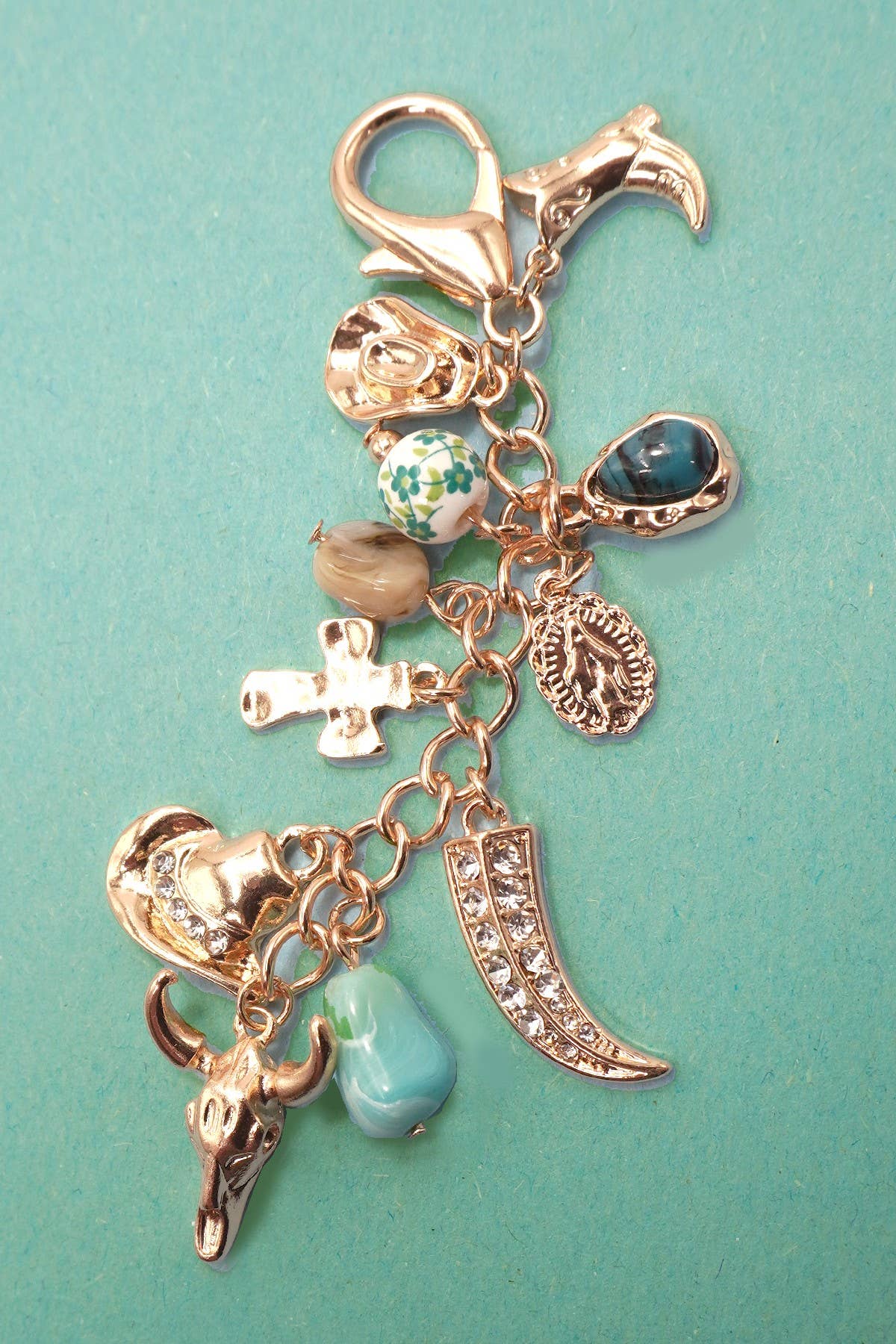 Western Porcelain Cross Boot Hat Bag Charm