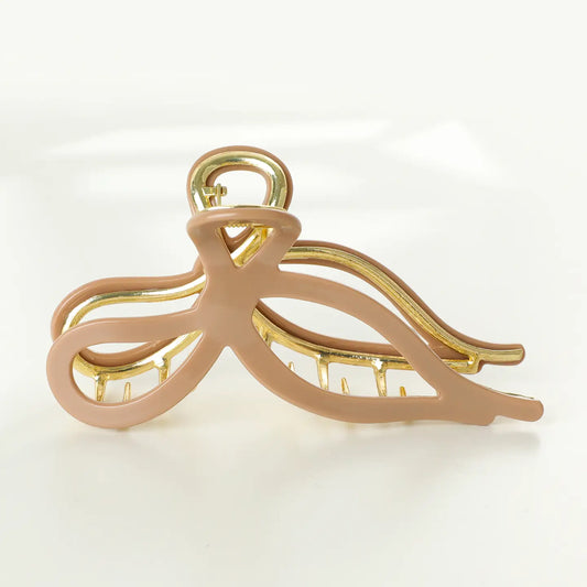 Sabrina Large Ribbon Metal Bow Claw Clip