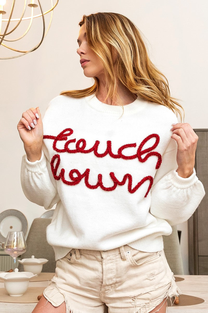 Touchdown Metallic Letter Sweater