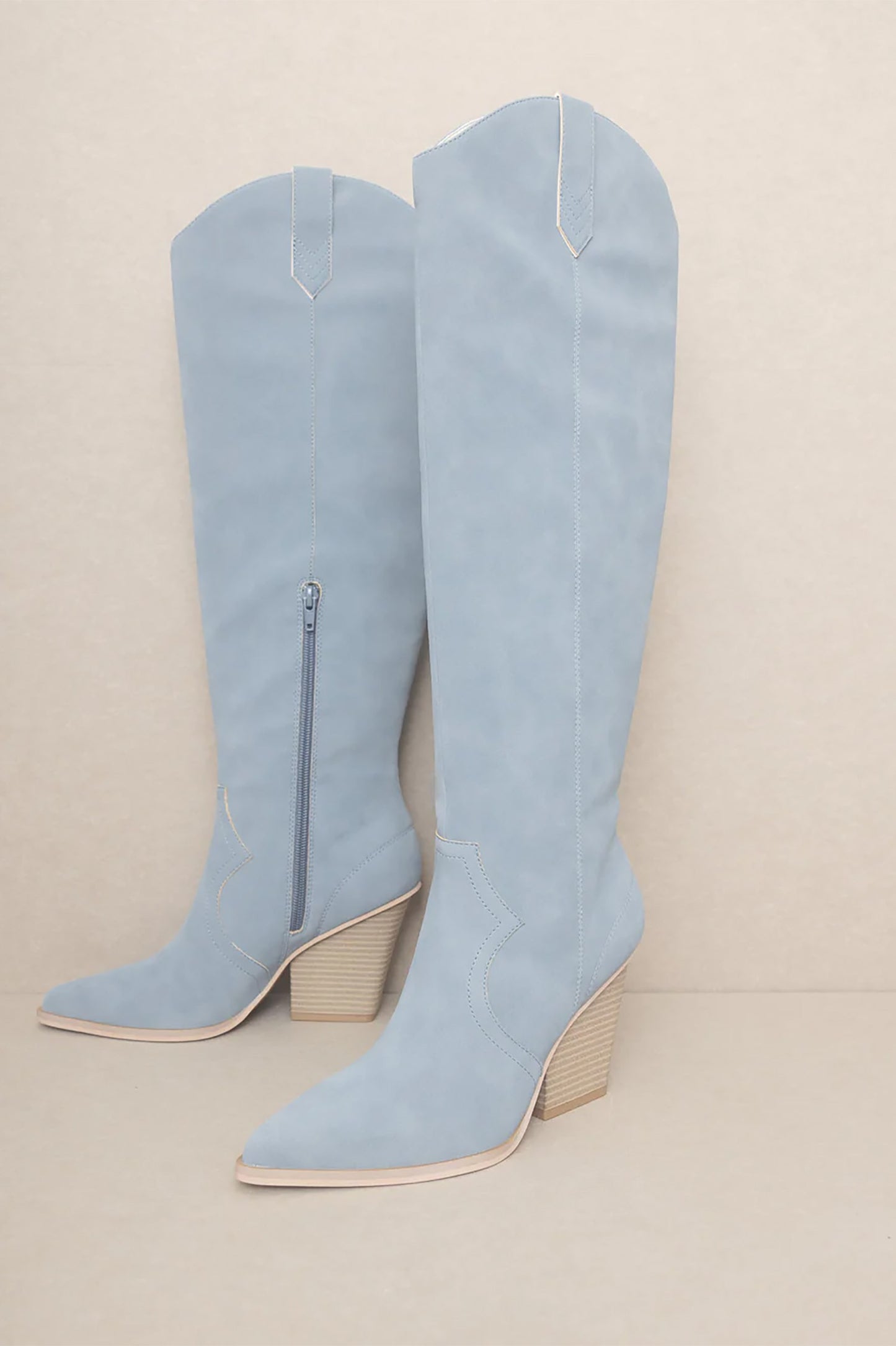 Gorgeous Slim Fit Knee High Boots - Slate Blue