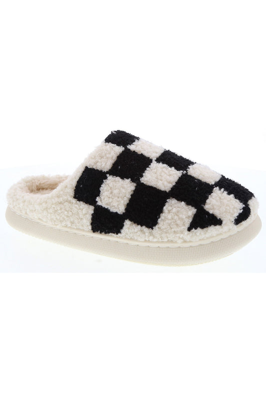 Slip On House Slippers - Black Check