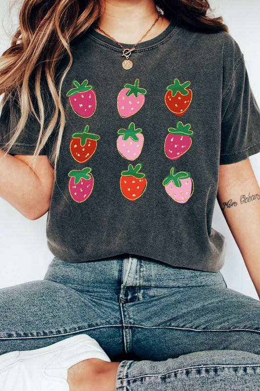 Strawberry Grid Cold Edge Comfort Colors Tee