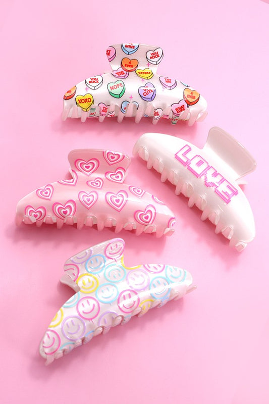 Love Heart Smiley Hair Claw Clip