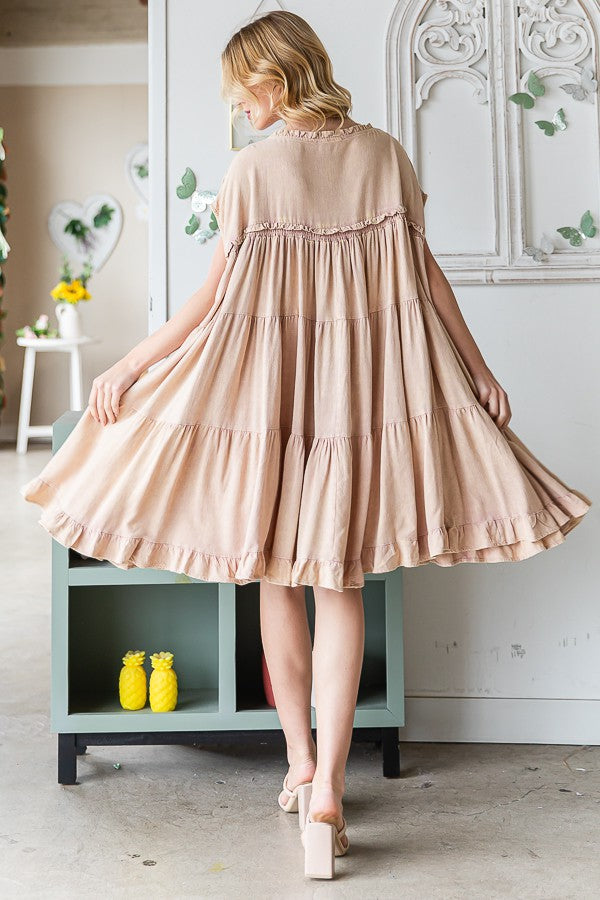 Washed Ruffle Tiered Dress