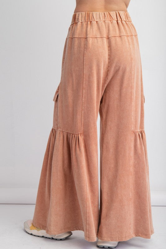 Mineral Washed Terry Knit Pants - Cinnamon