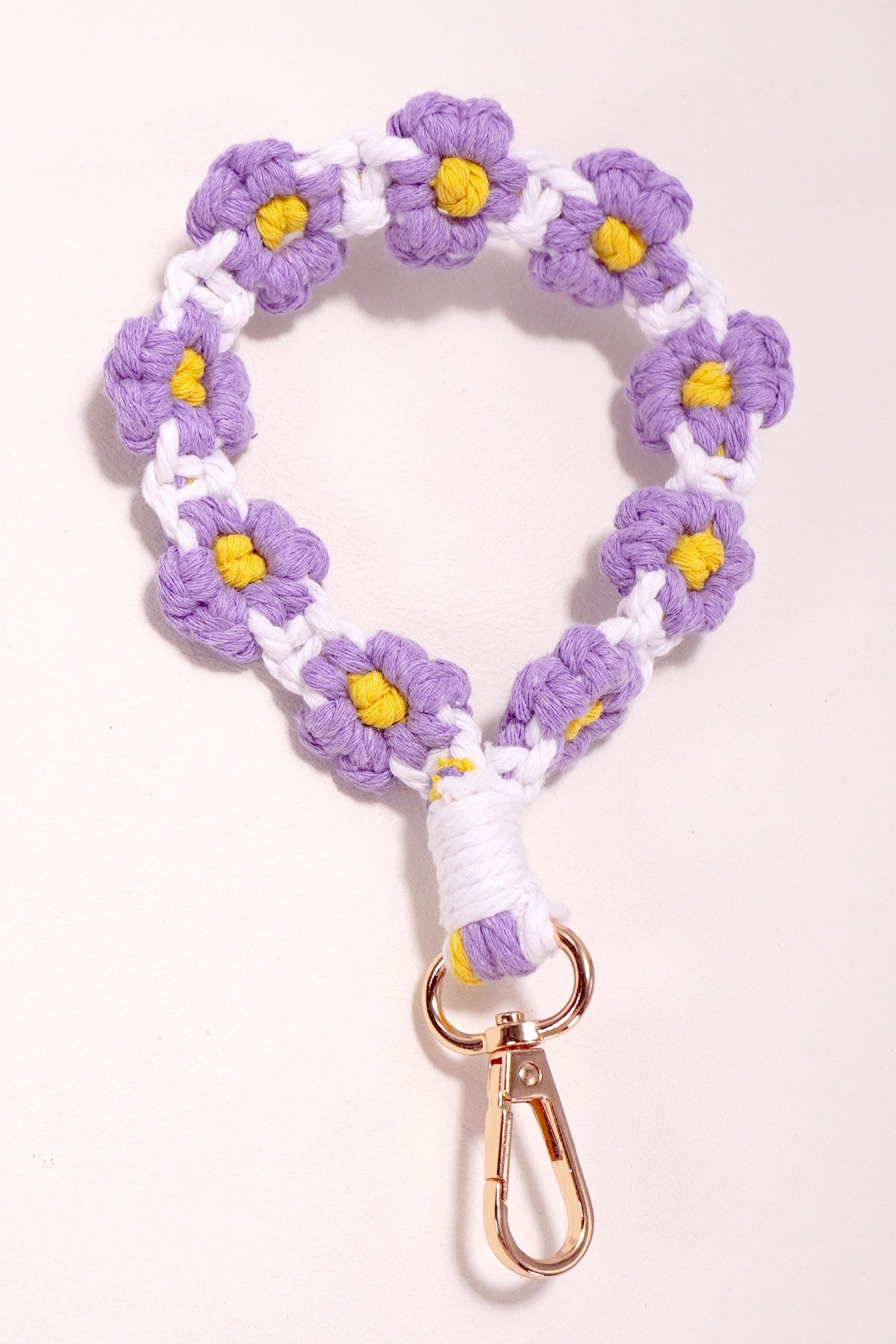 Handmade Daisy Flower Wristlet Keychain Bag Charm