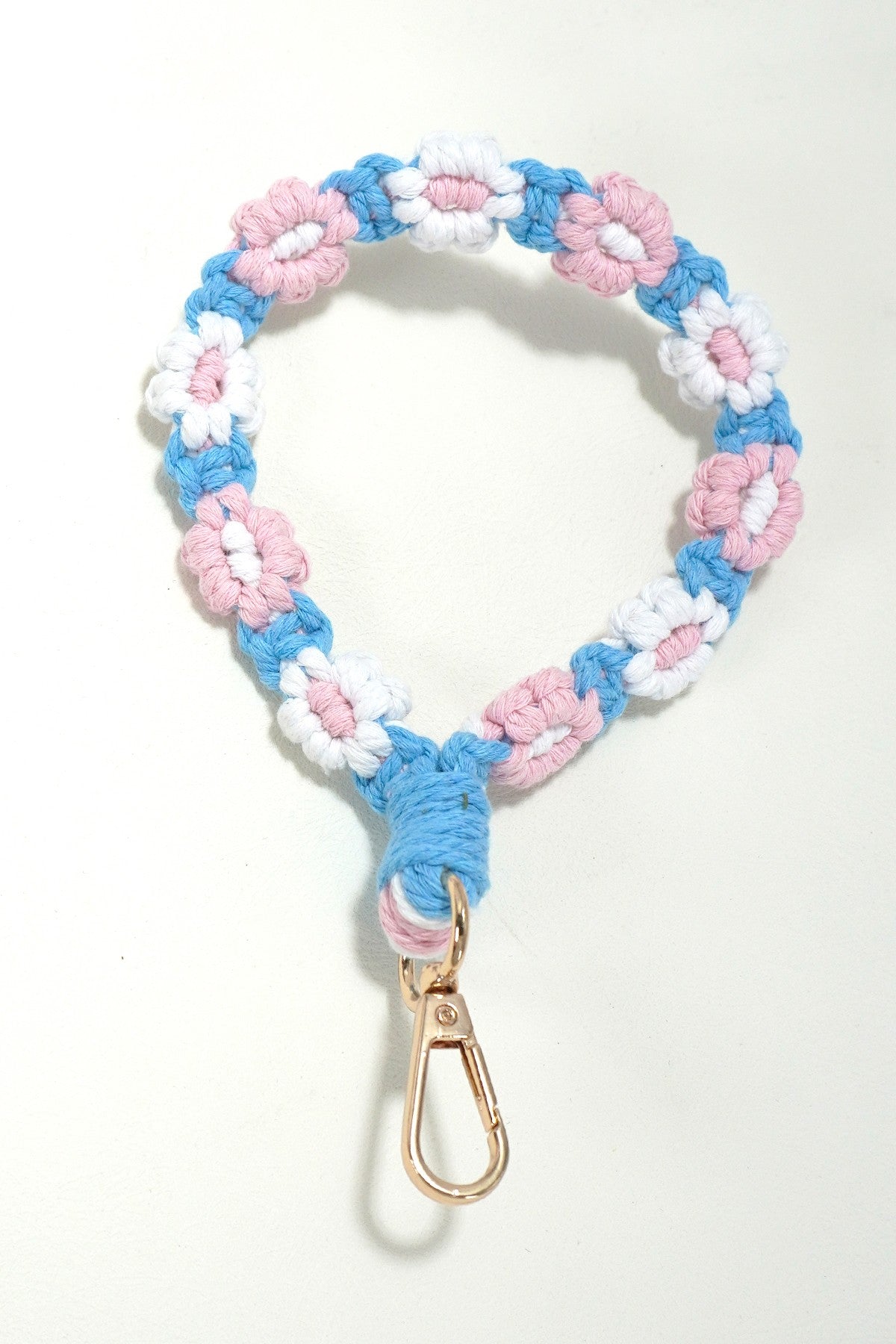 Handmade Daisy Flower Wristlet Keychain Bag Charm