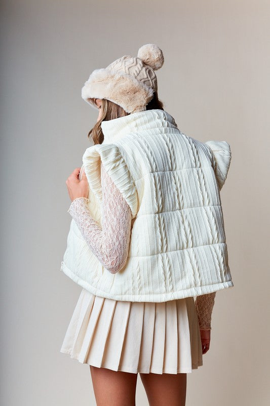 Cable Quilted Puffer Vest