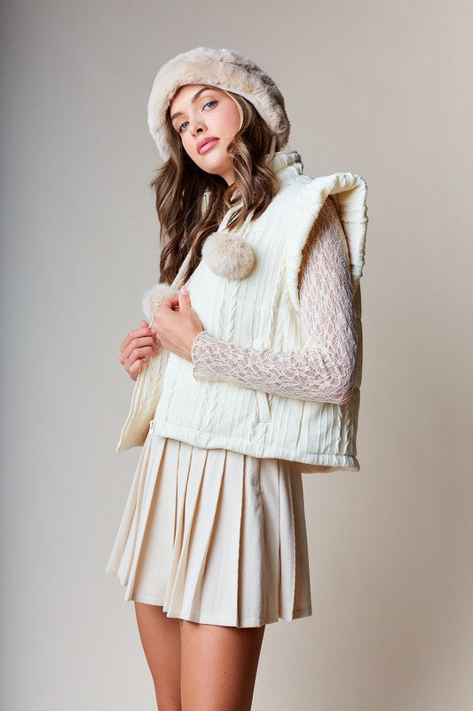 Cable Quilted Puffer Vest