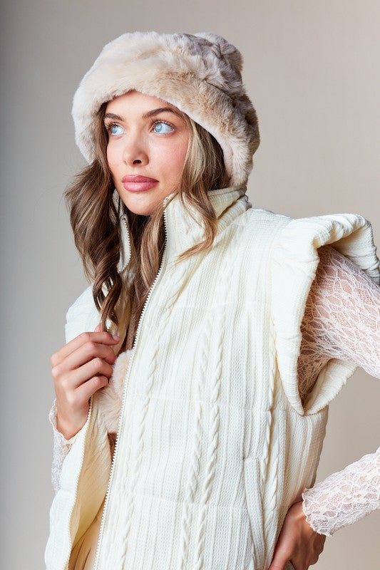 Cable Quilted Puffer Vest