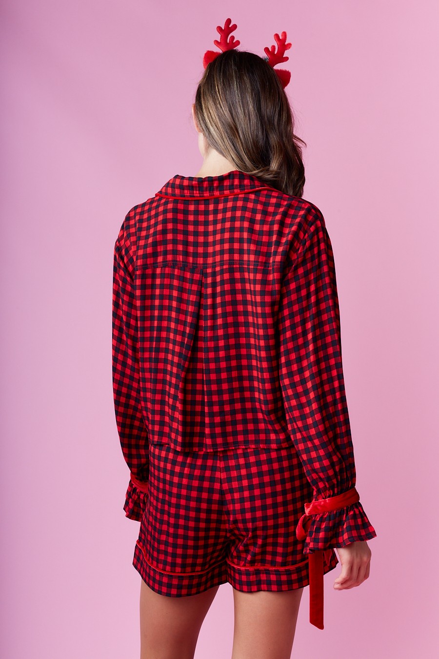 Gingham Pattern Pajama Set