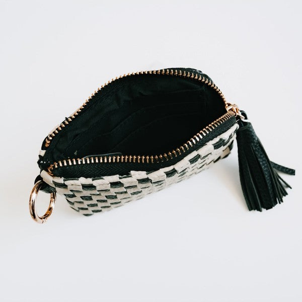 Woven Checkered Paris Card Wallet