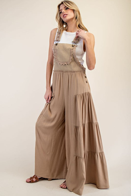 Lace Trim Tiered Jumpsuit - Coco