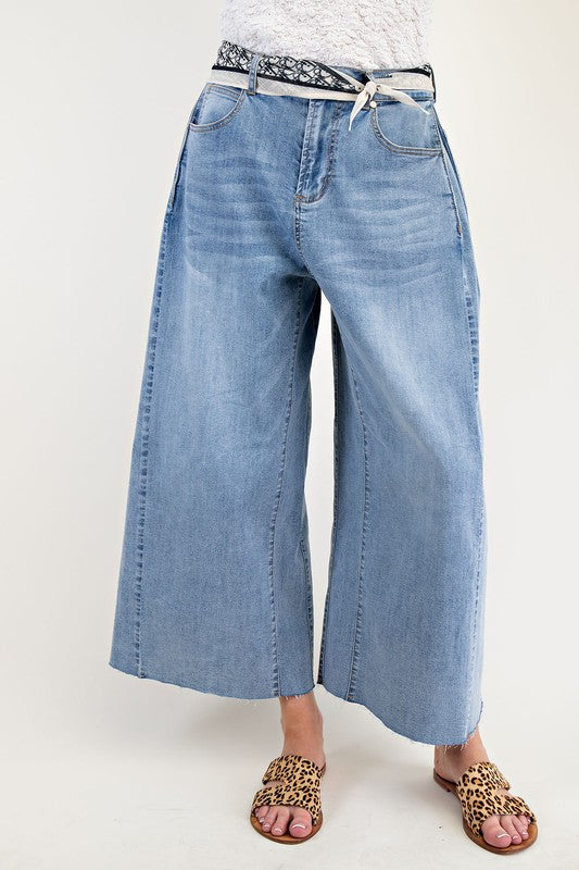 Washed Stretch Denim Pants - Washed Denim