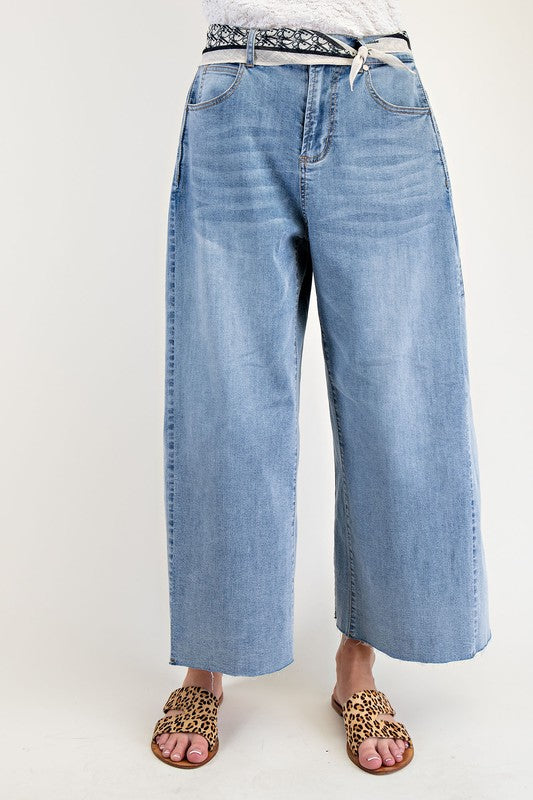Washed Stretch Denim Pants - Washed Denim