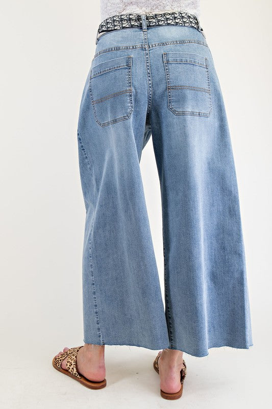 Washed Stretch Denim Pants - Washed Denim