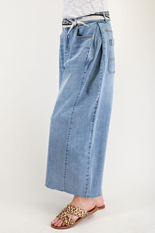 Washed Stretch Denim Pants - Washed Denim