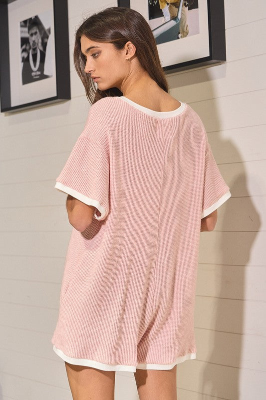 Waffle Knit V-neck Romper