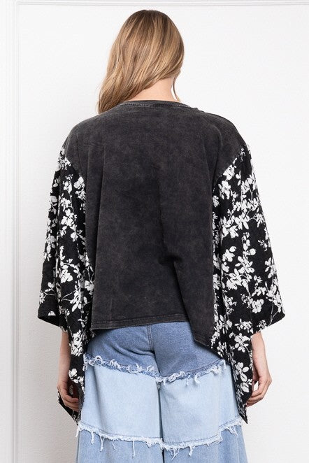 Johnny Cash Print Kantha Poncho Top