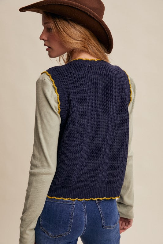 Bow-tie Floral Knit Vest
