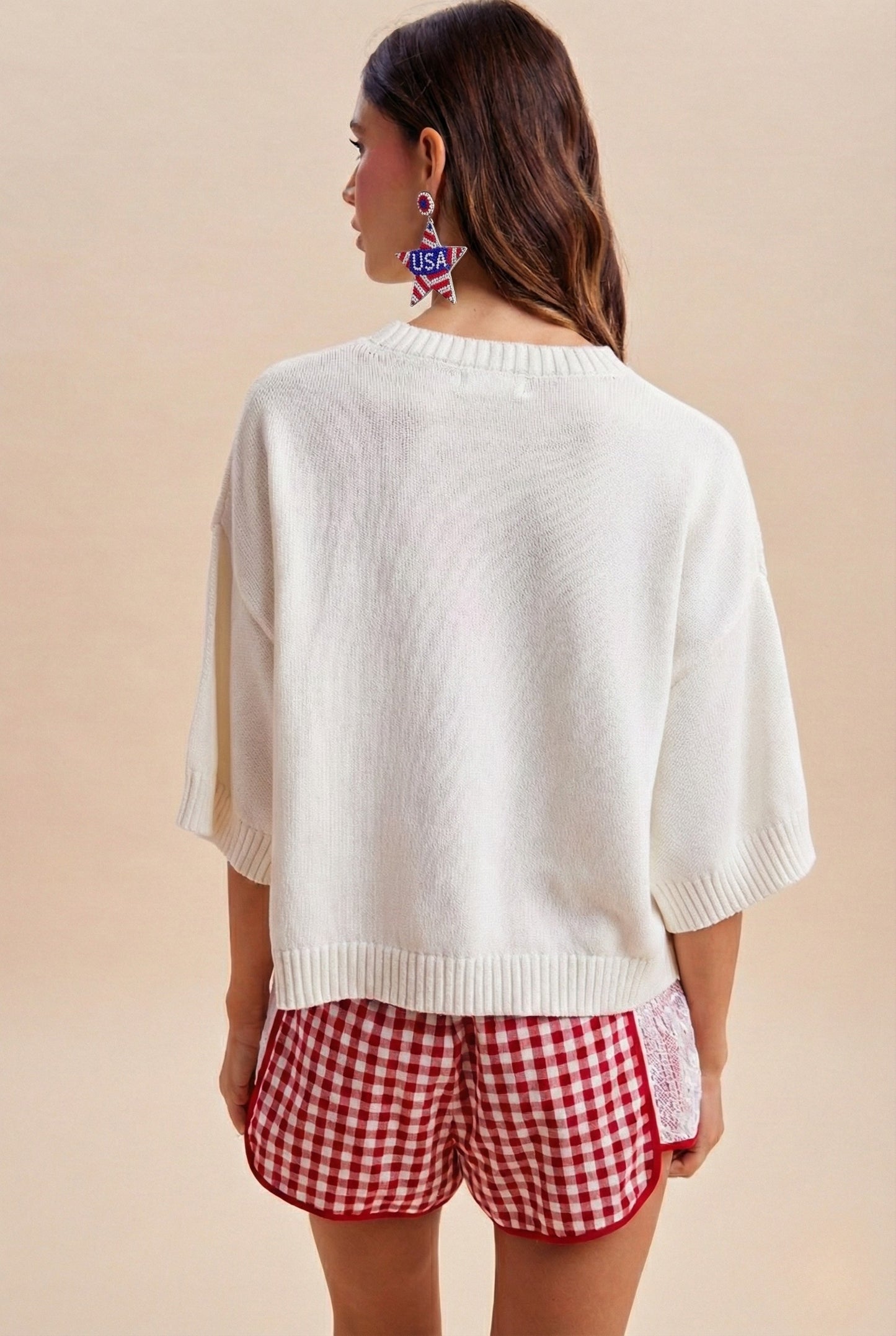 4th Of July Sailor Boat & USA Flag Graphic Sweater