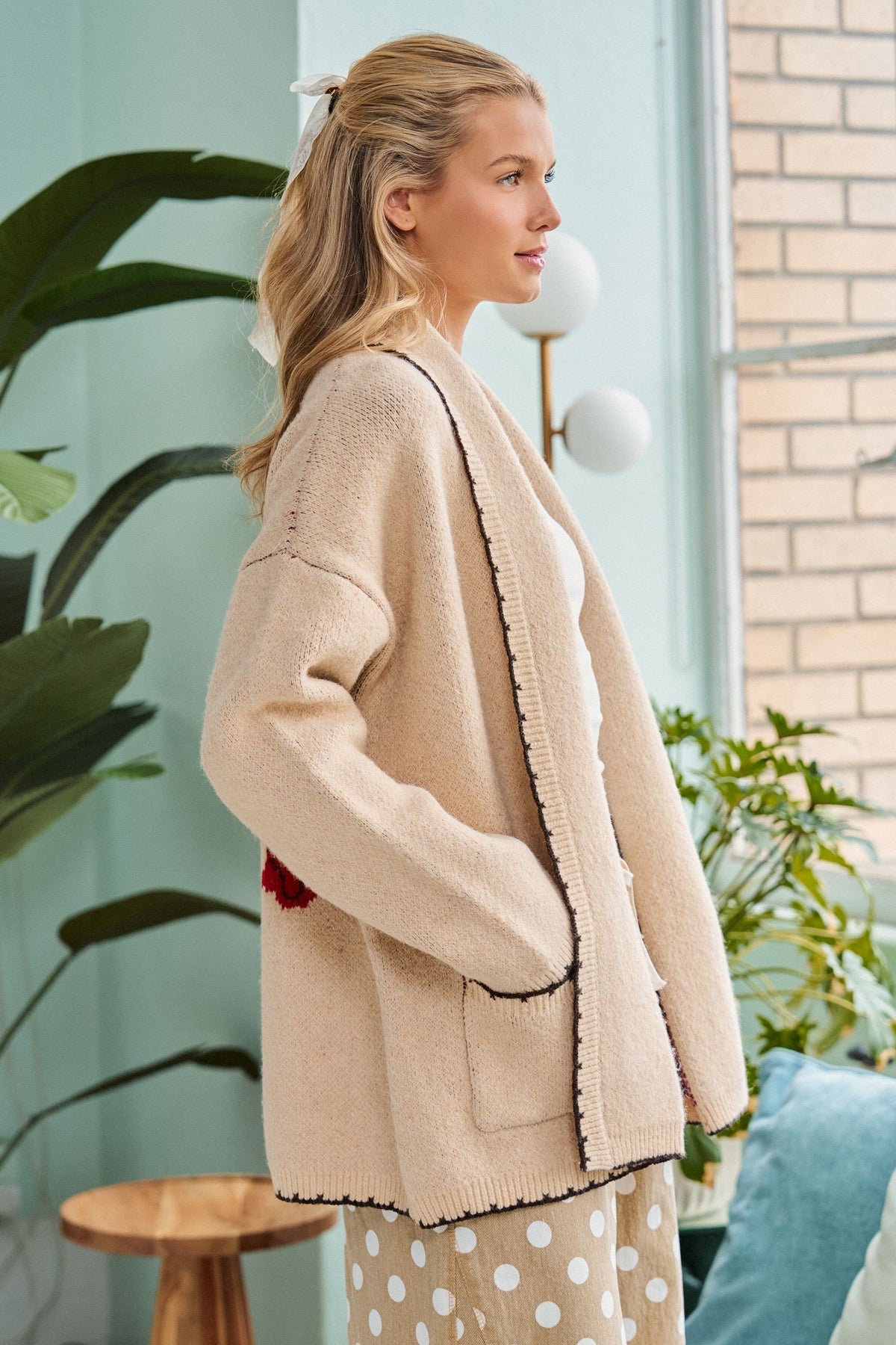 Dog Graphic Knit Cardigan