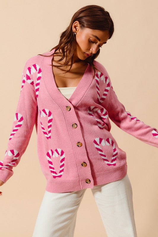 Christmas Candy Cane Sweater Cardigan