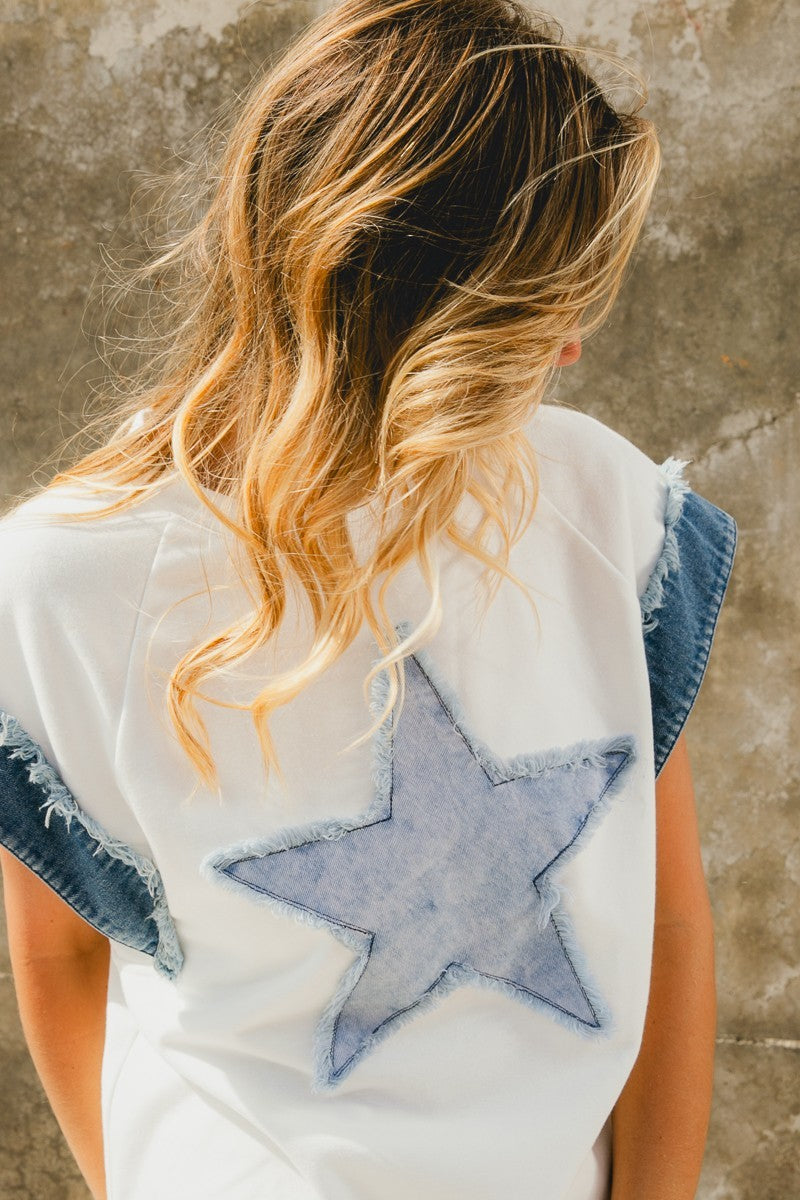 Fourth Of July Theme With Denim Combo Top