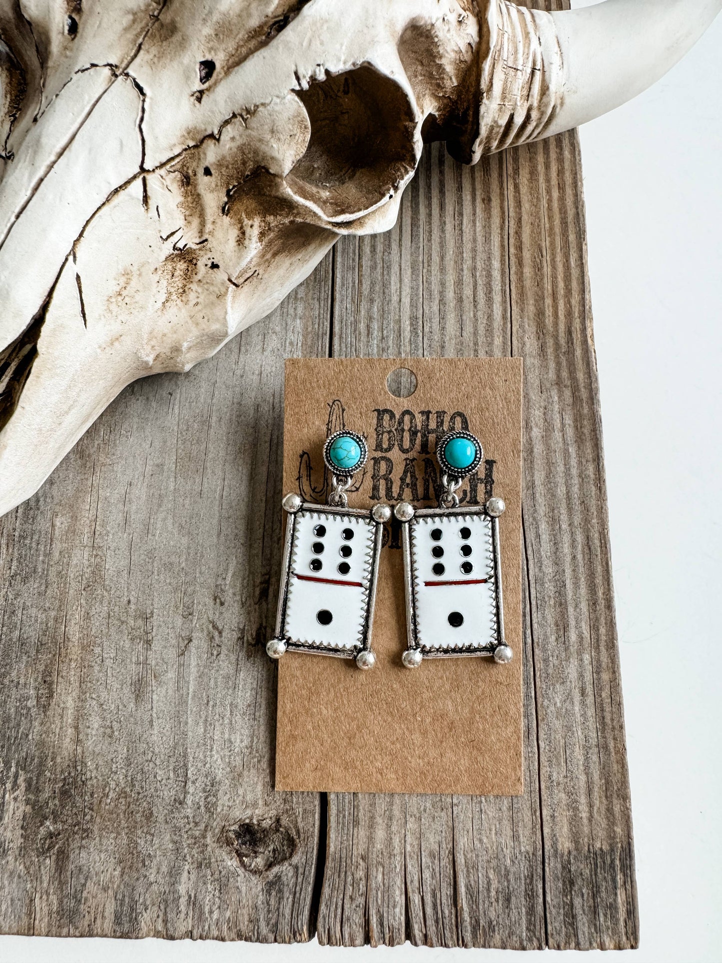 Western Dice Enamel Dangle Post Earring