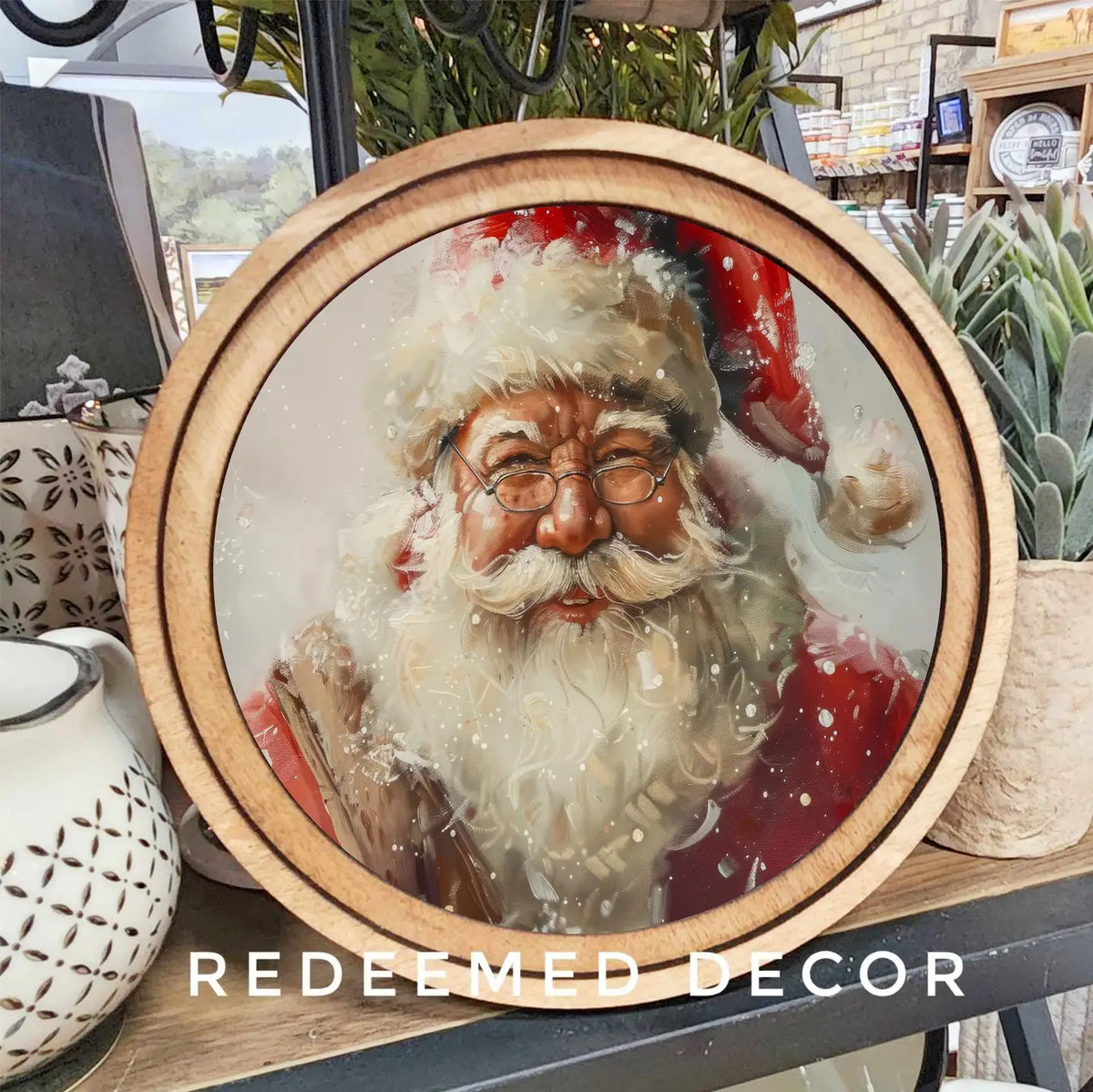 8" Round Snowy Santa