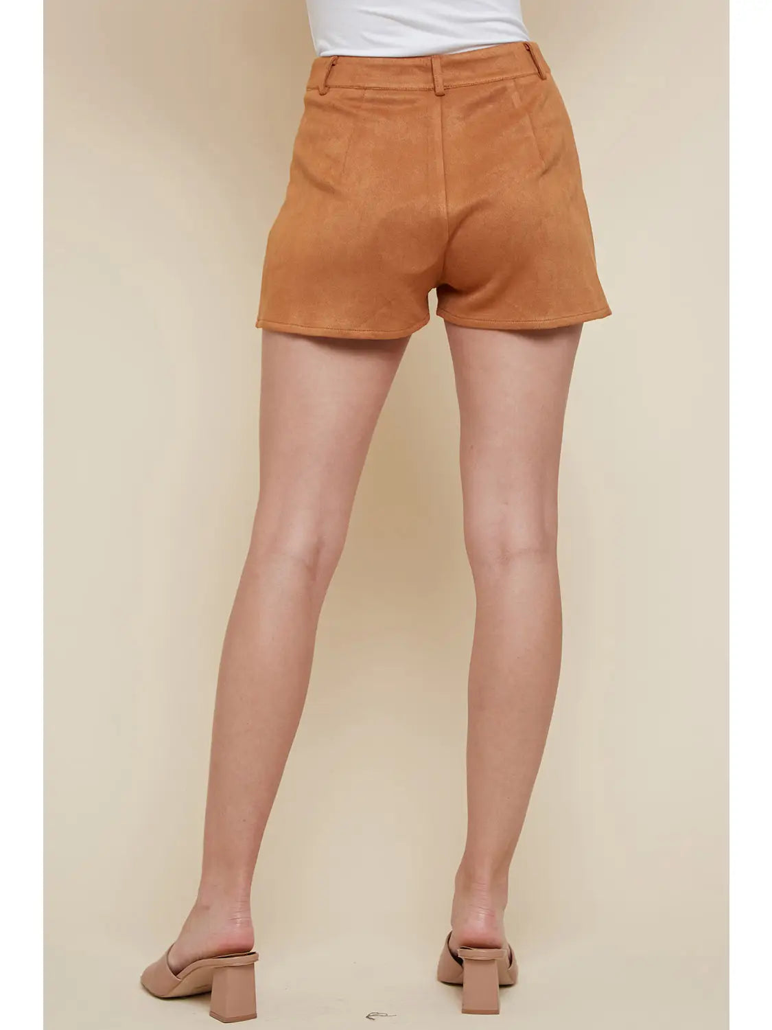 Camel Suedette Star Shorts