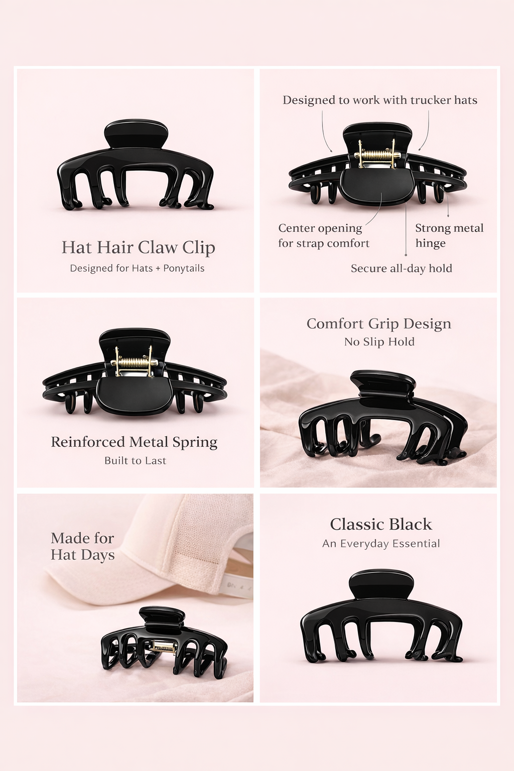 Hat Hair Claw Clip