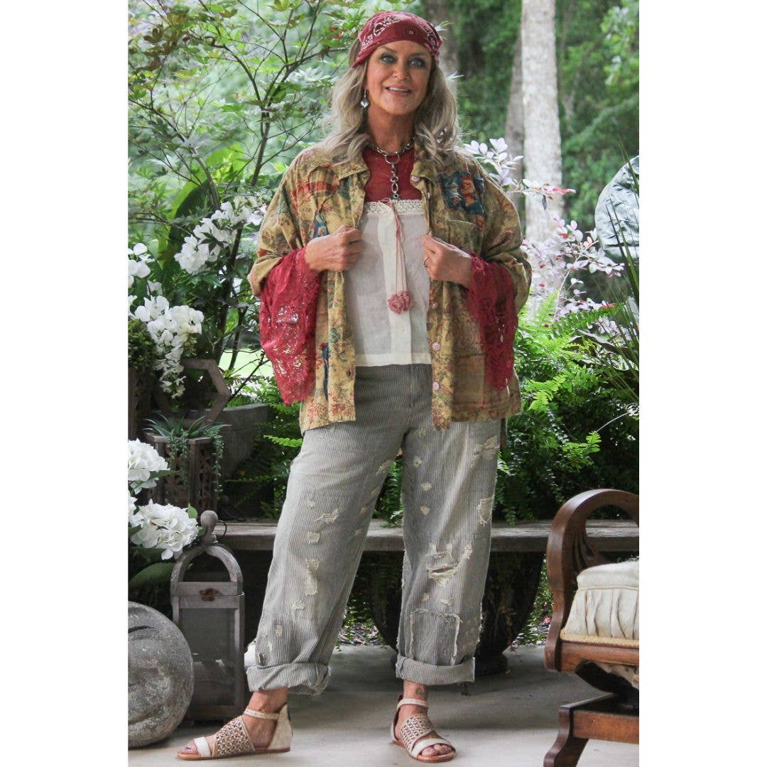 Jaded Gypsy Peace and Love Jeans - Midnight Railroad Stripe