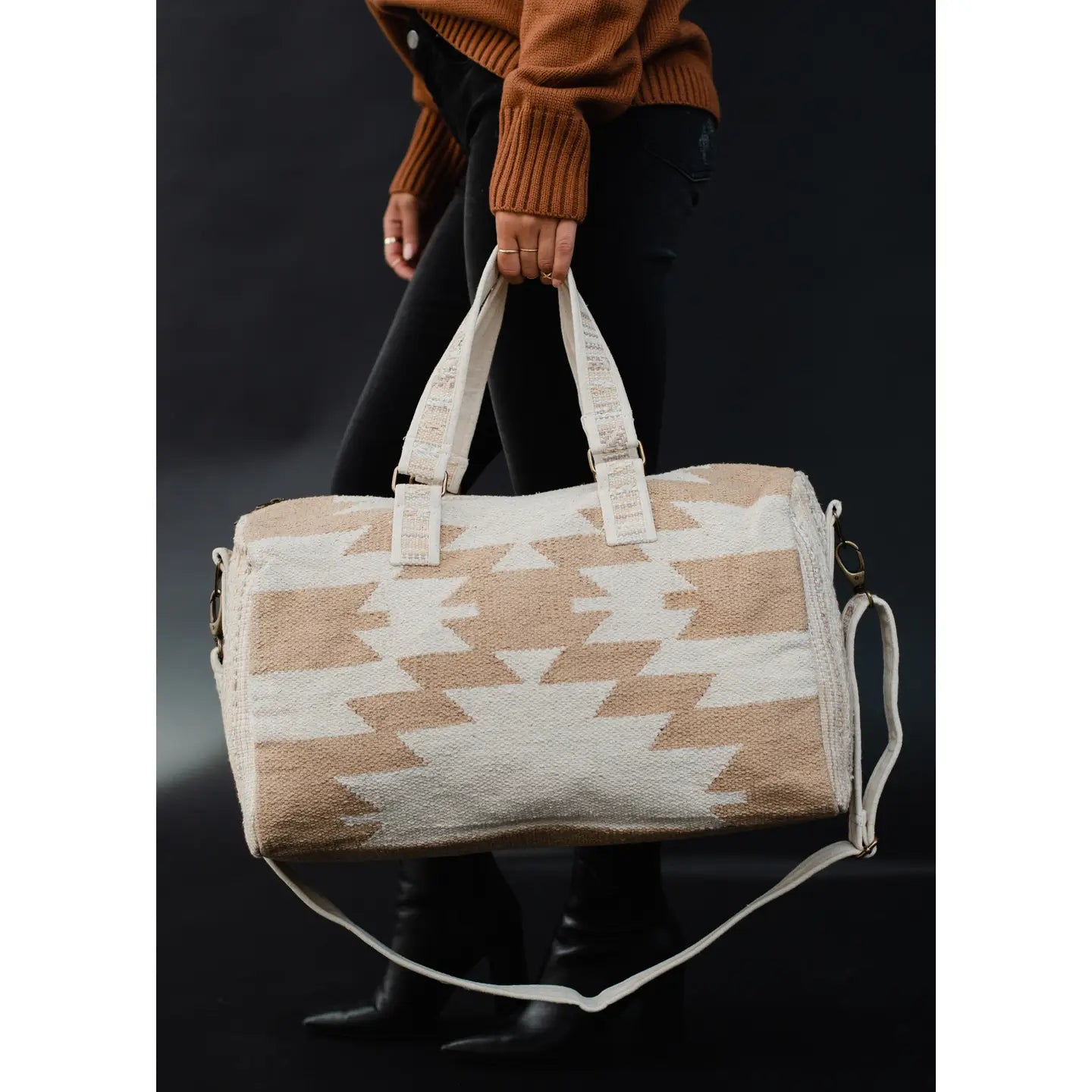 Tan & Cream Aztec Duffel Bag