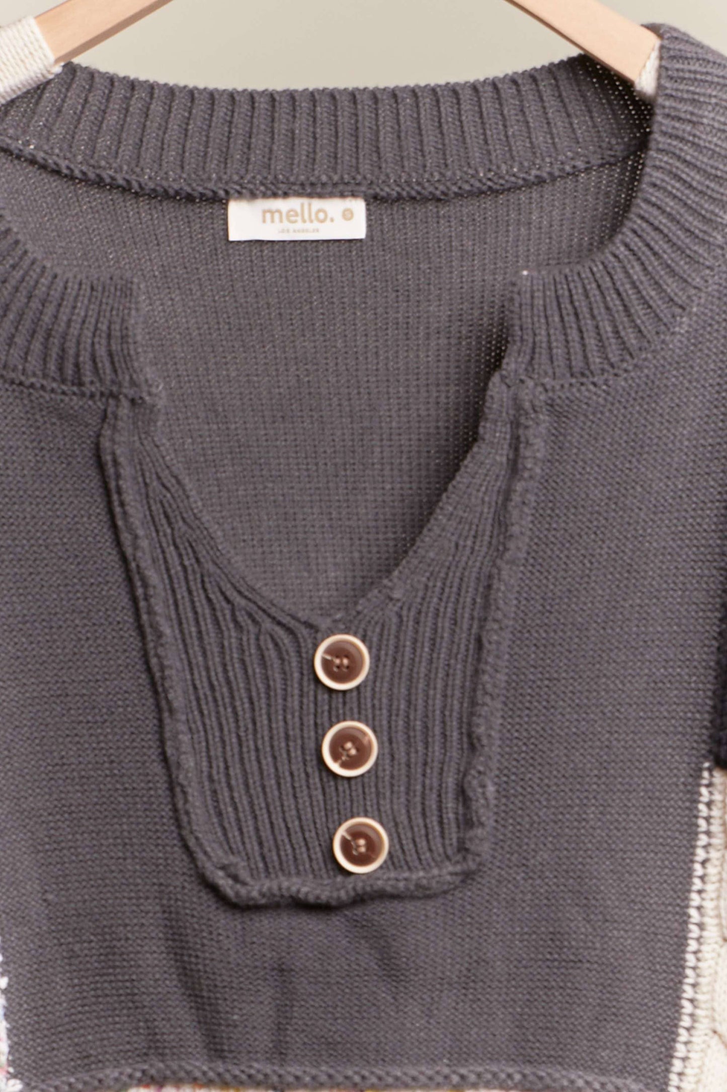 Multi Fabric Color Block Lace Sweater