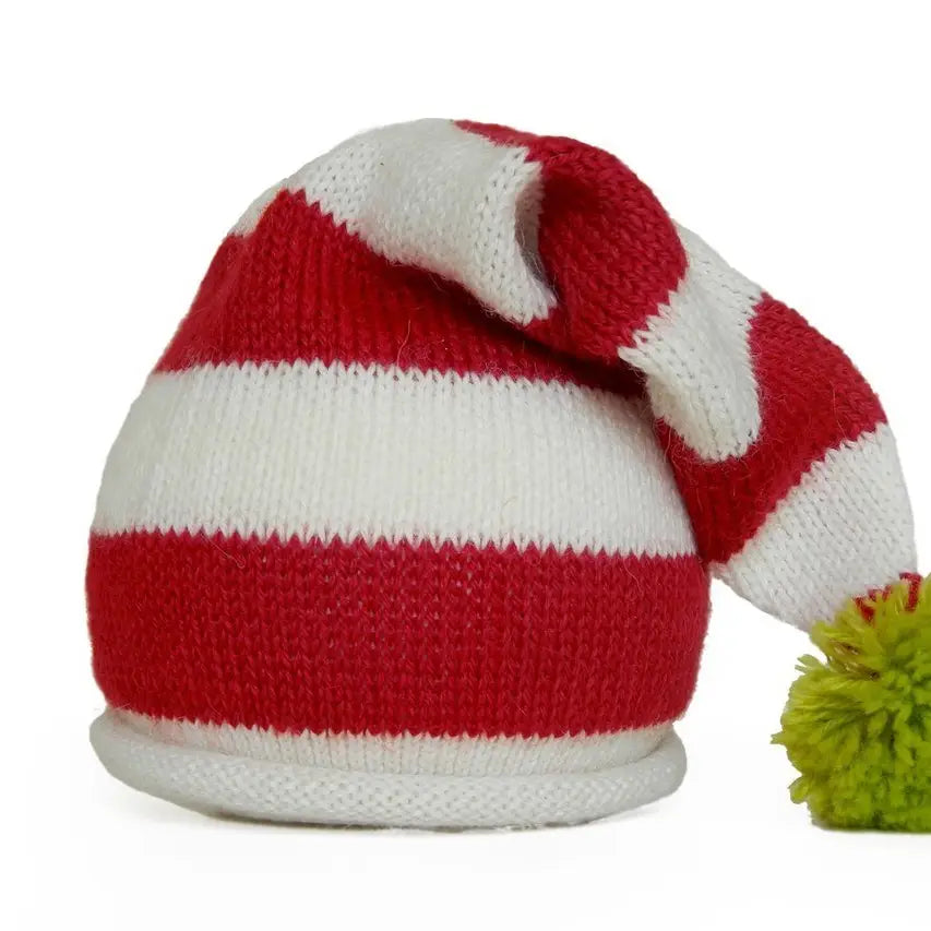 Kids Stocking Hat in Red and Ecru