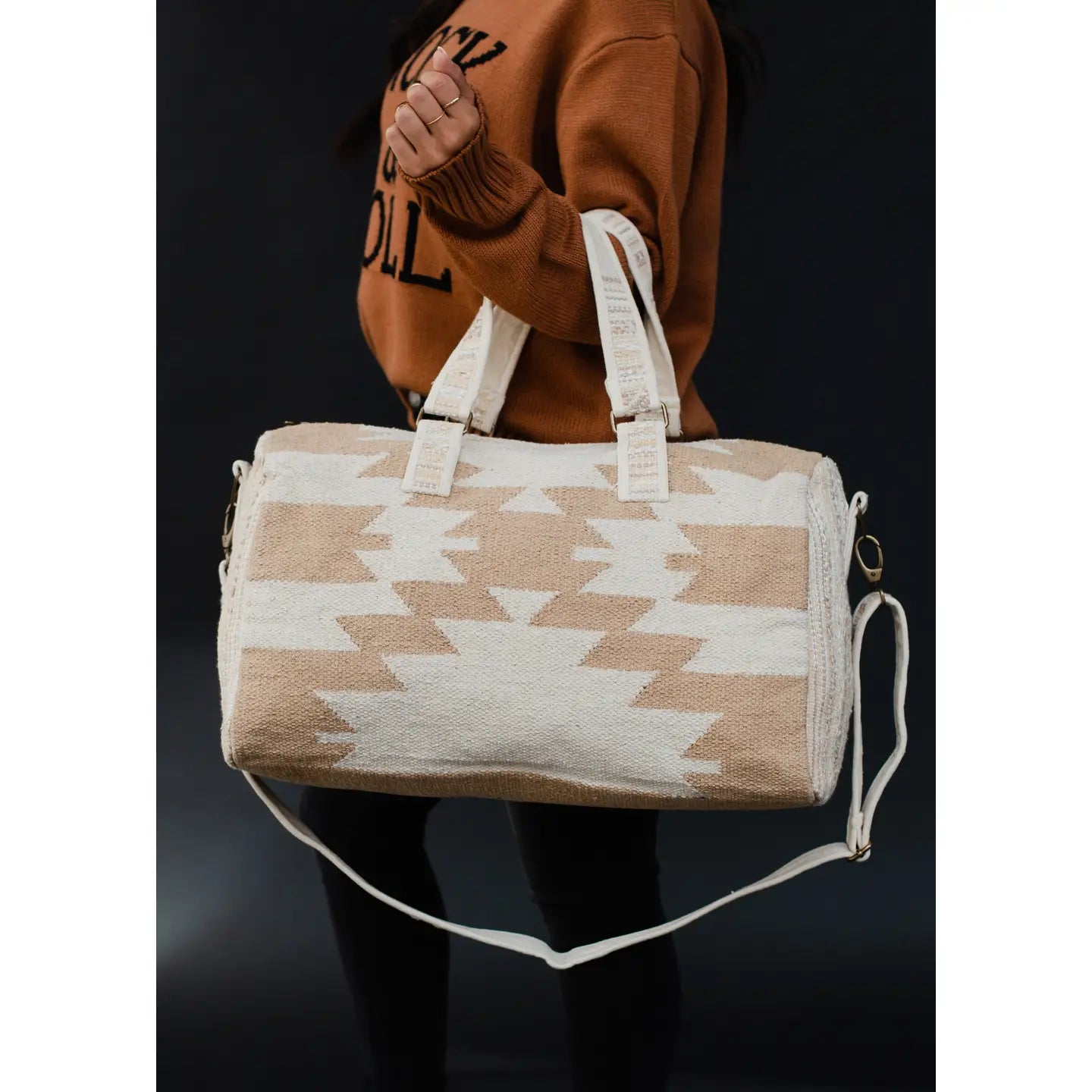 Tan & Cream Aztec Duffel Bag