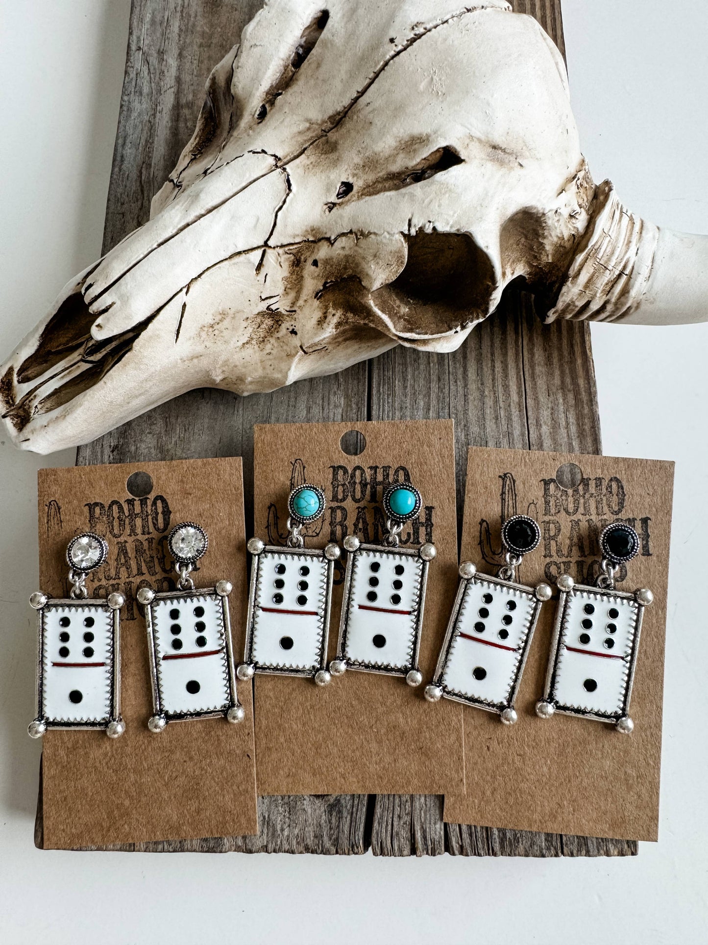 Western Dice Enamel Dangle Post Earring