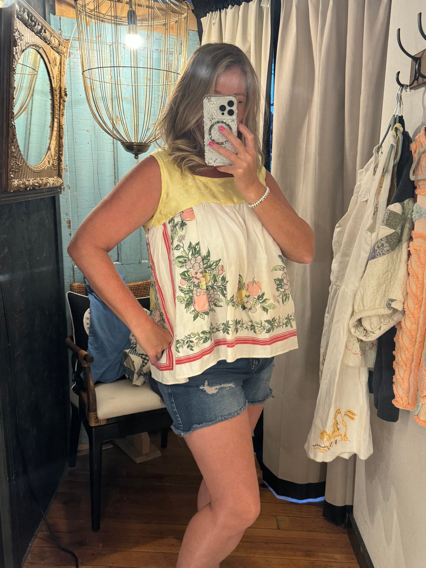 Fruitful Tablecloth Sleeveless Top