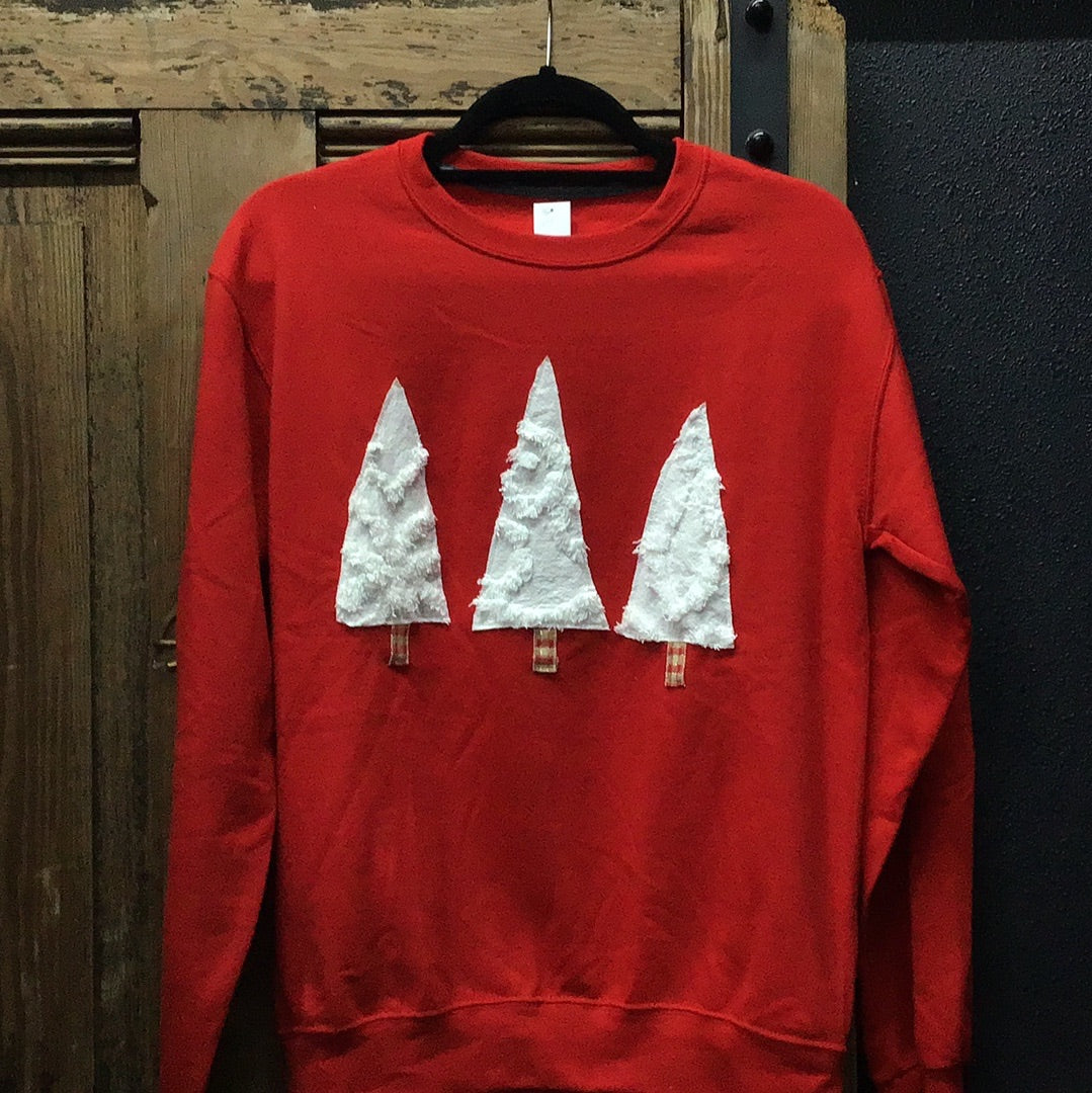 Red Stitched Christmas Tree Sweatshirt