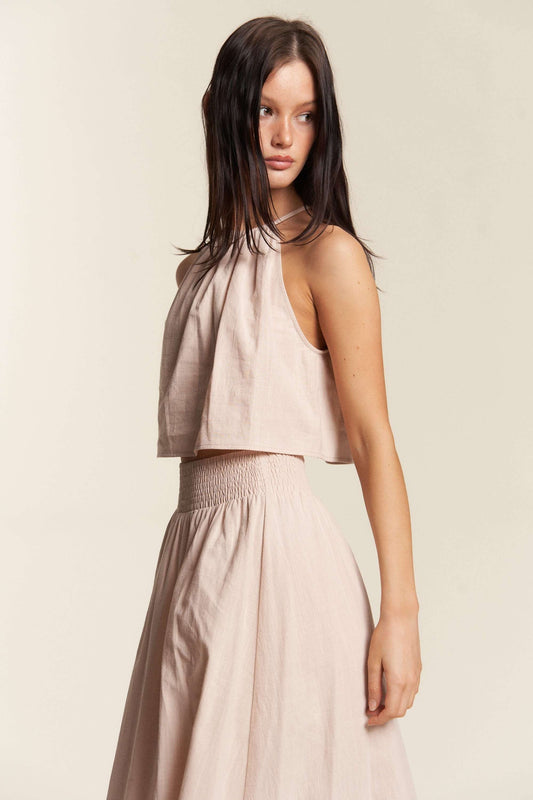 Halter Crop Top - Taupe