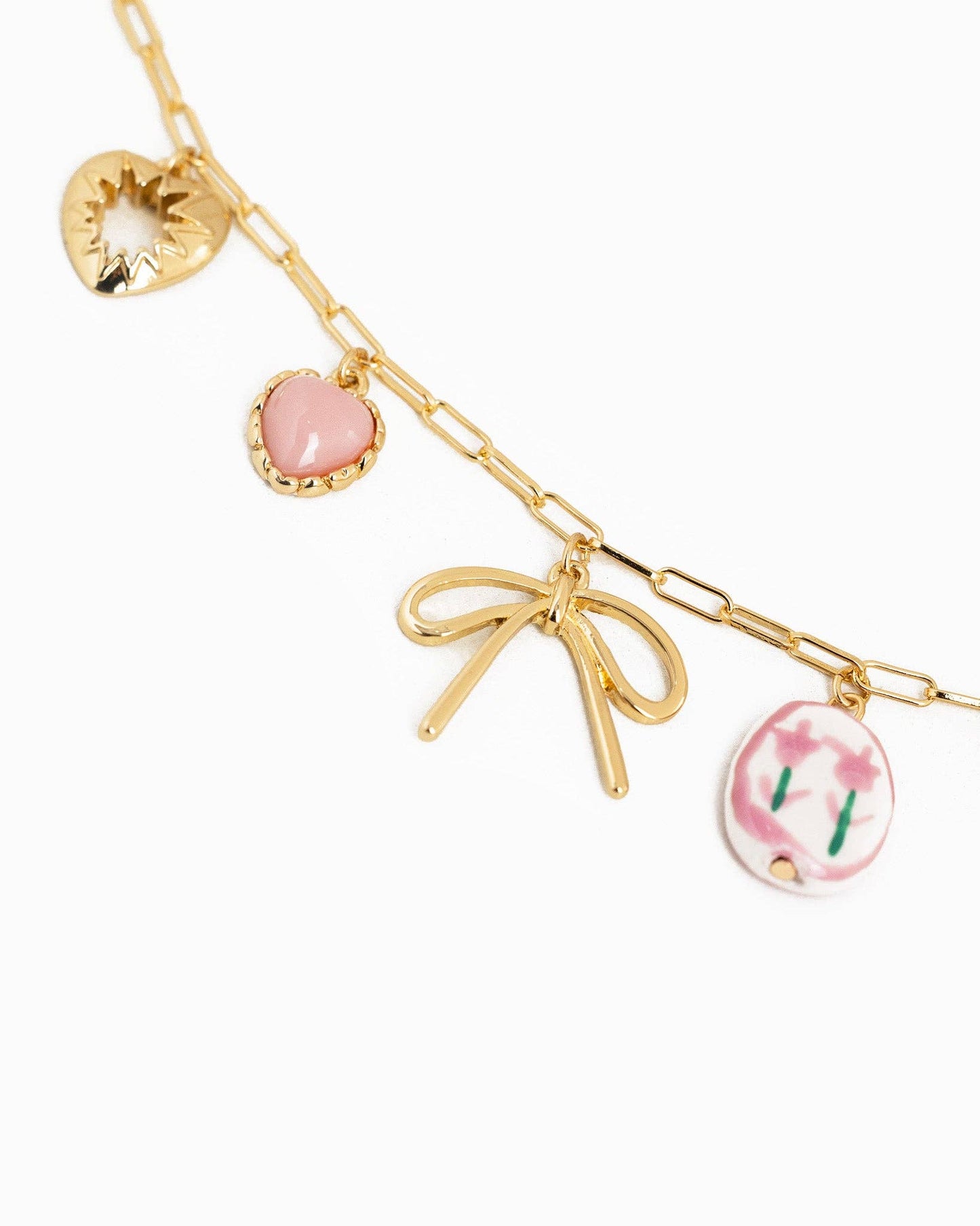 Pink Cottage Core Charm Necklace
