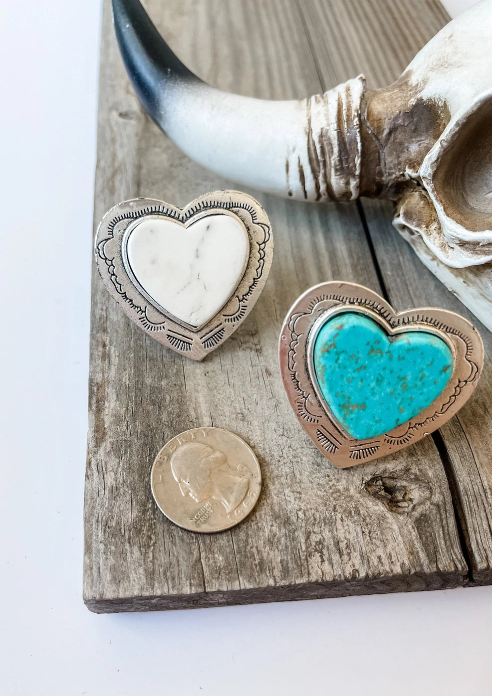 Western Statement Natural Stone Heart Ring