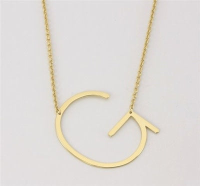 Gold Sideways Initial Necklace